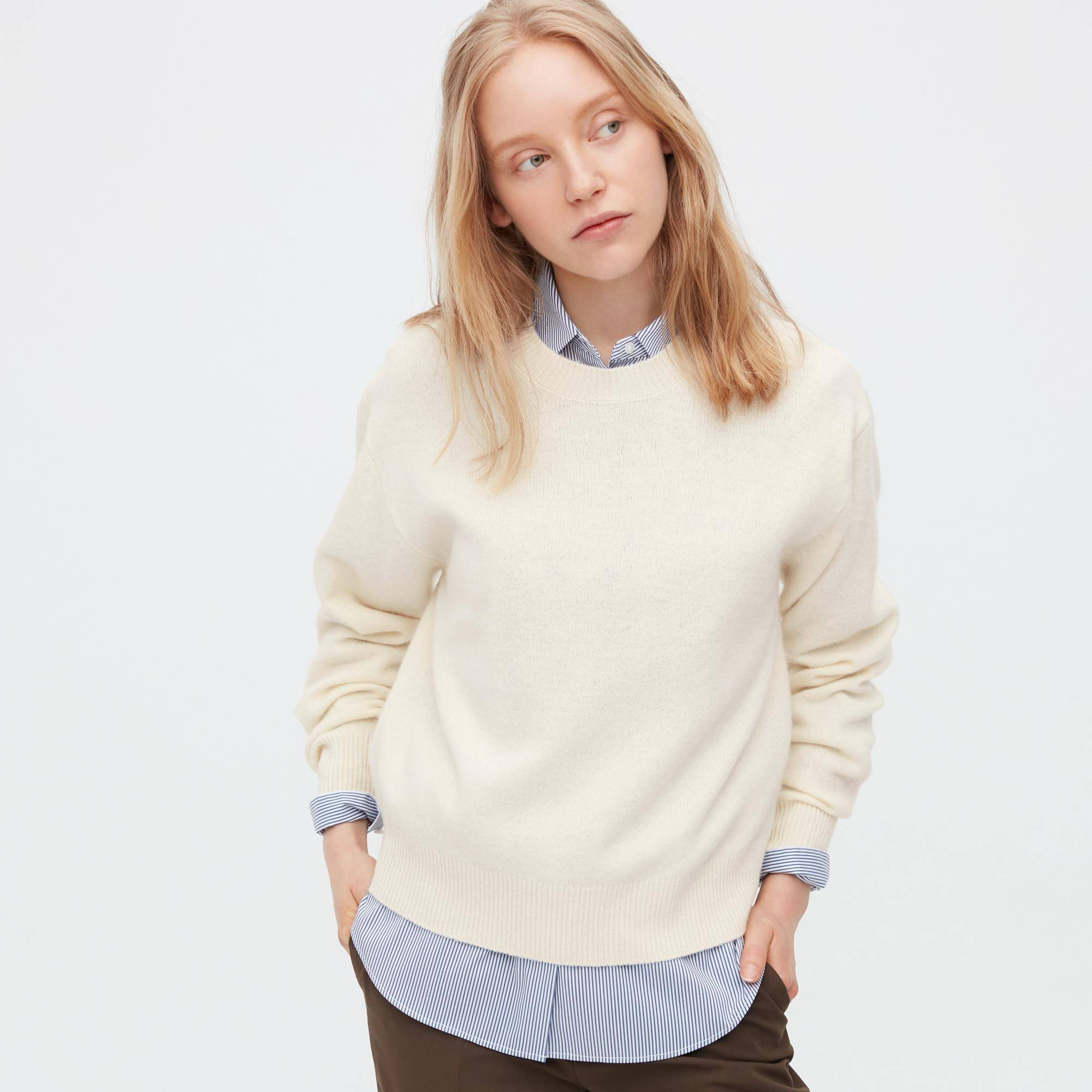 women premium lambswool crew neck sweater