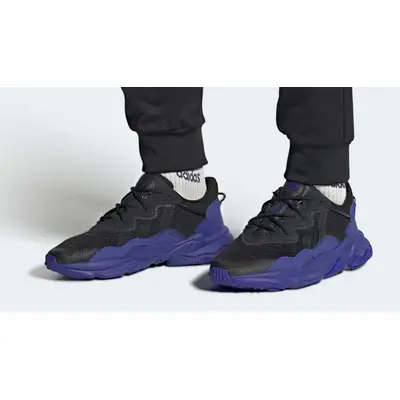 adidas Ozweego Black Semi Lucid Blue On Foot