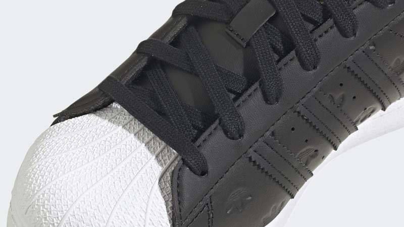 adidas Superstar All Over Trefoil Black White Closeup