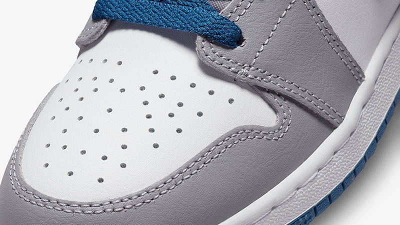 Air Jordan 1 Mid GS White True Blue Grey DQ8423-014 Detail