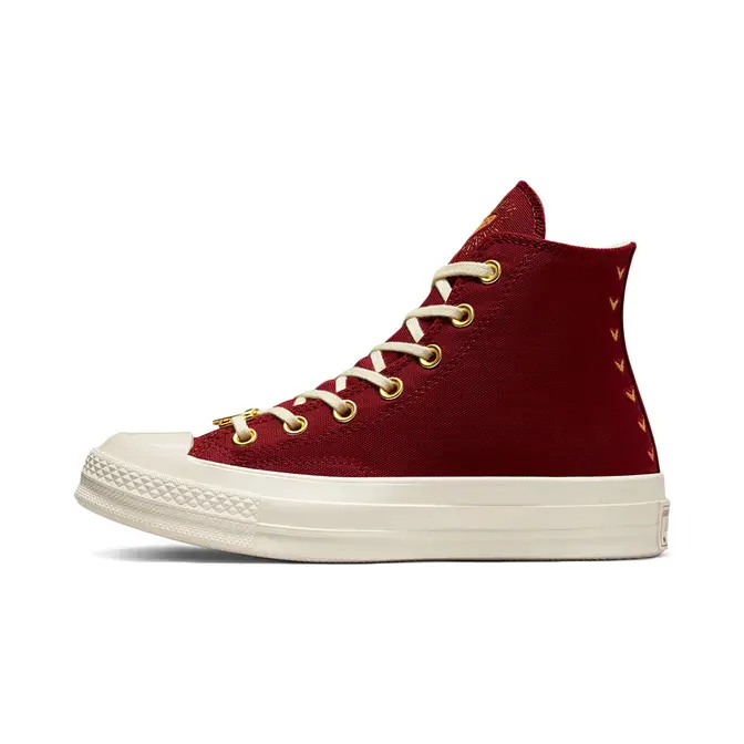 Maroon and 2024 gold converse