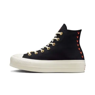 Converse chuck taylor lift ripple hi black sherpa clearance trainers