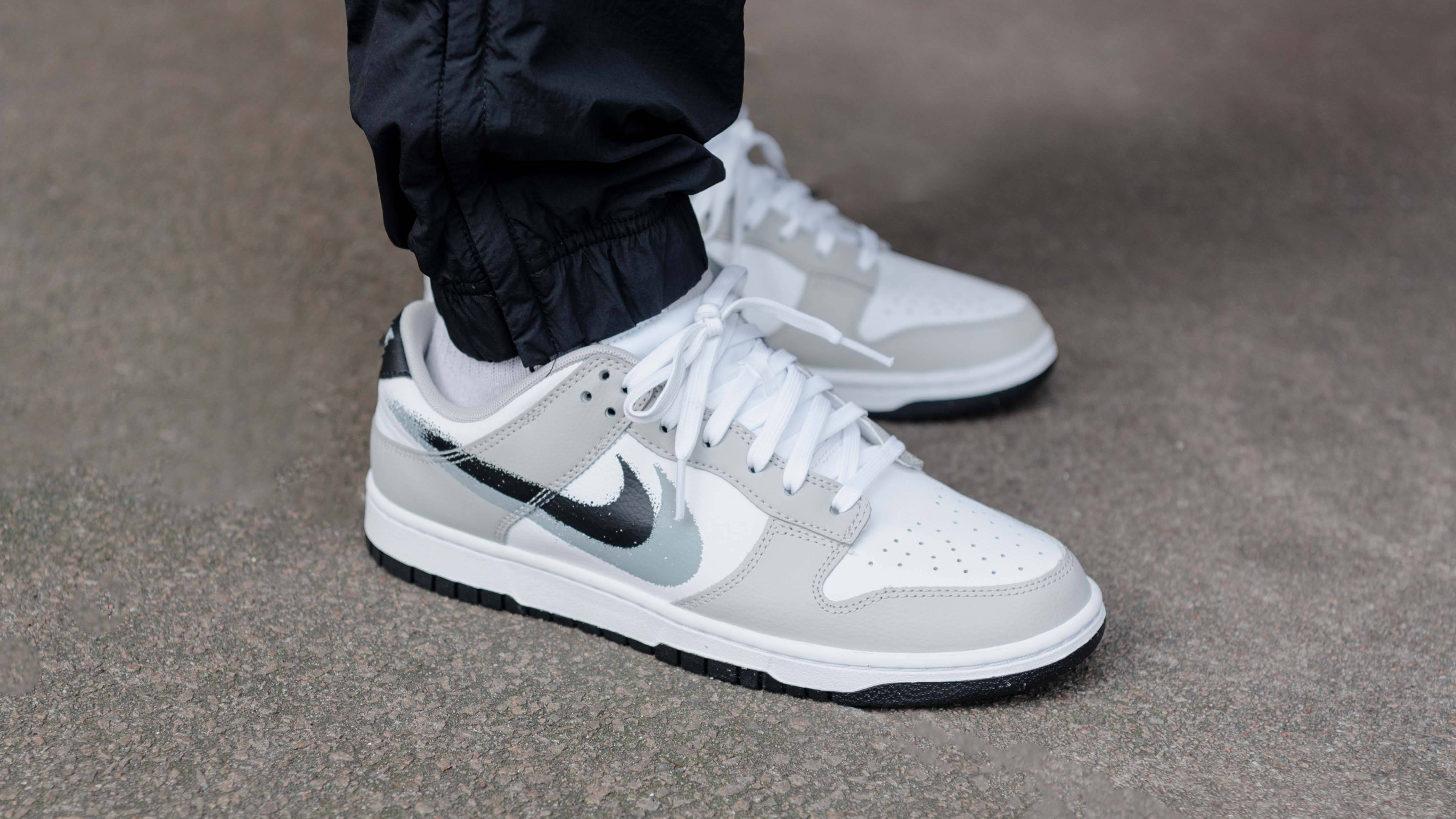 Nike Dunk Low Stencil Swoosh Grey White