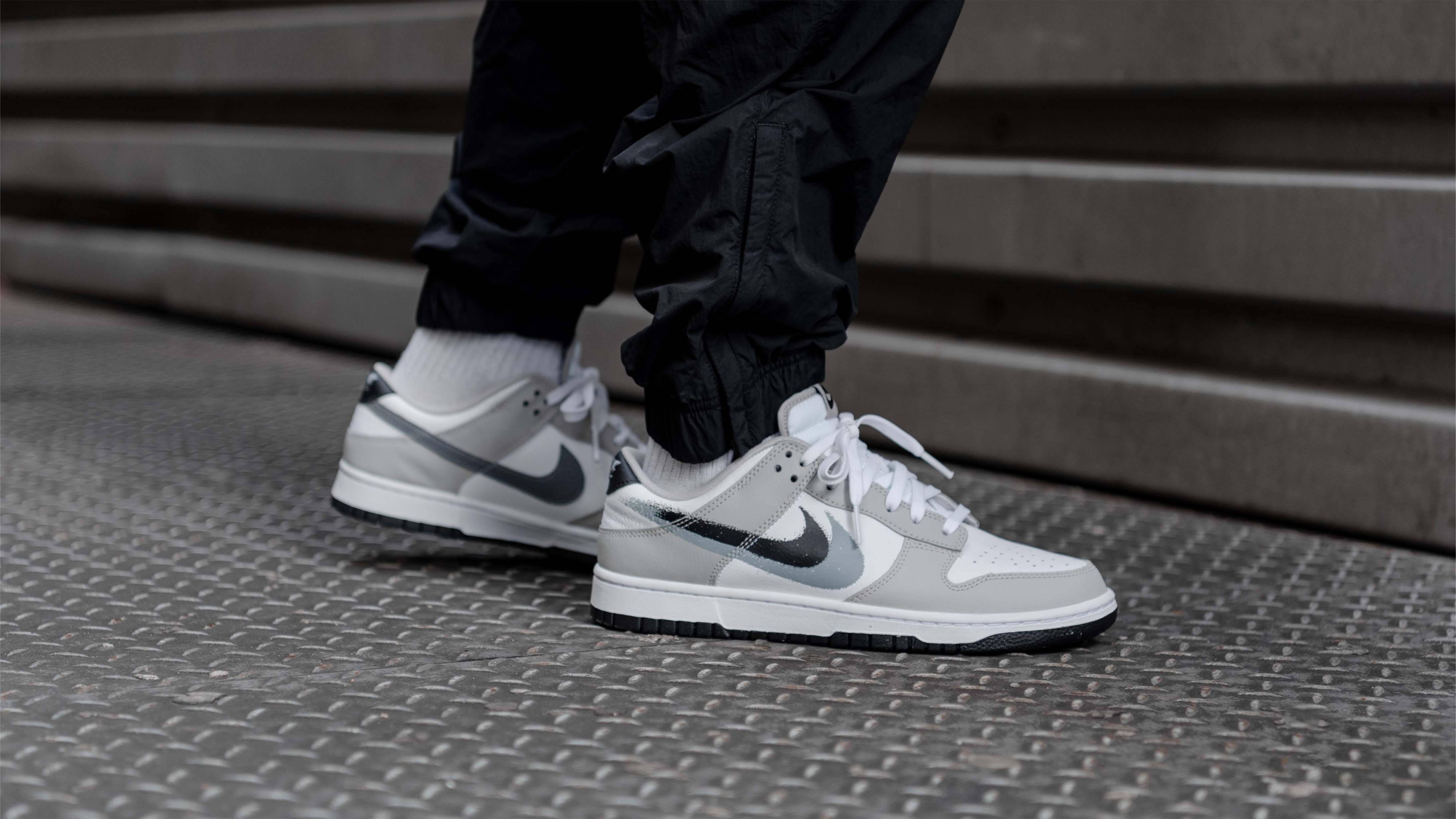 Nike Dunk Low Stencil Swoosh Grey White