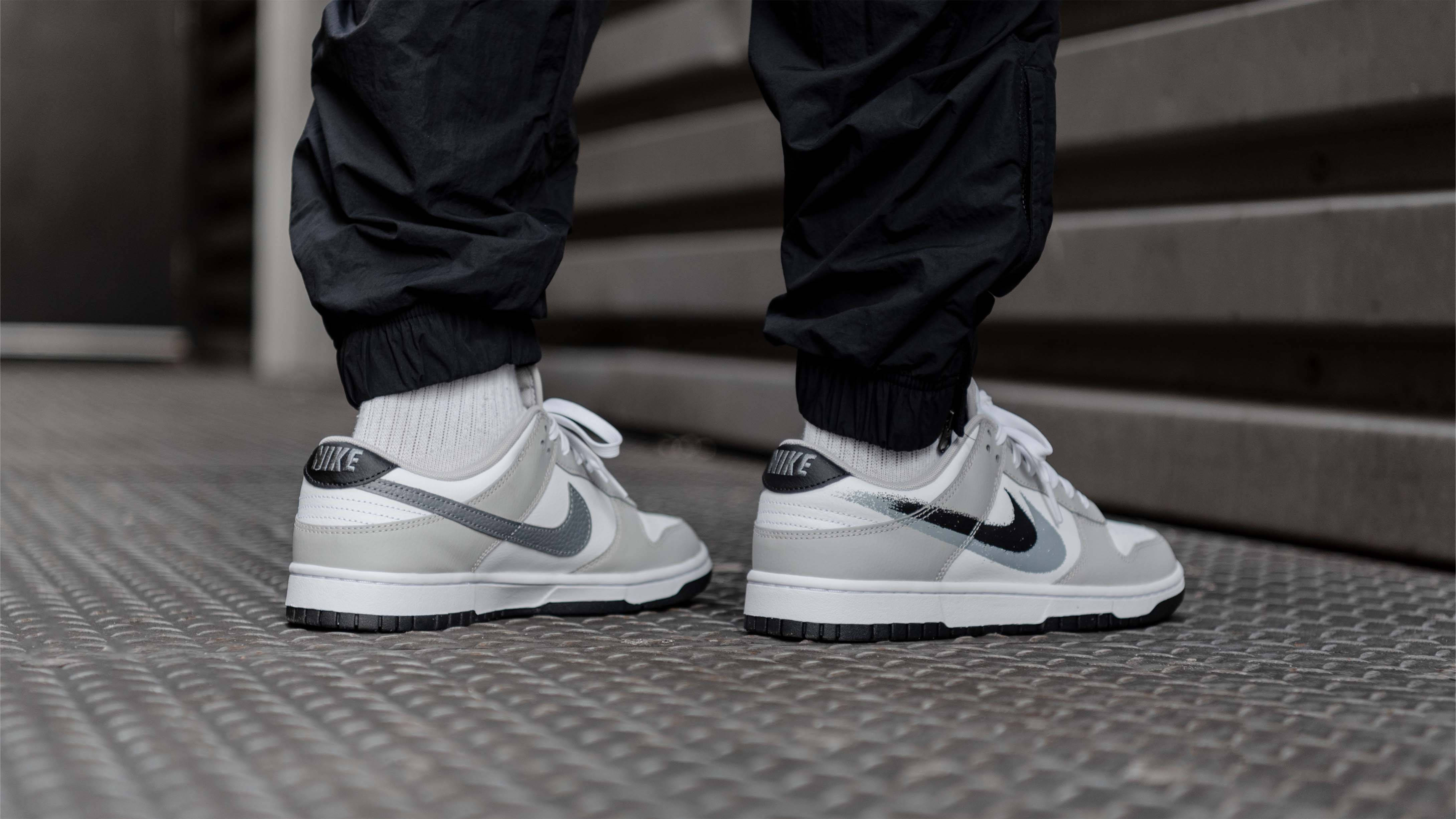 Nike Dunk Low Stencil Swoosh Grey White