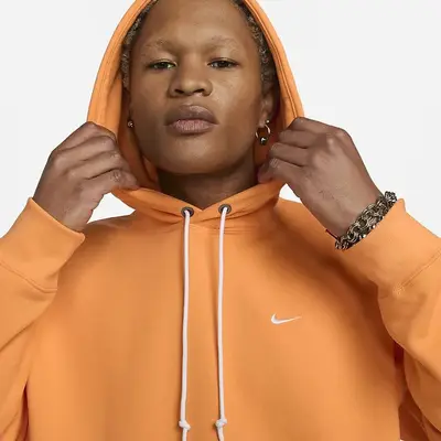 Nike Solo Swoosh Fleece Pullover Hoodie Vivid Orange Front