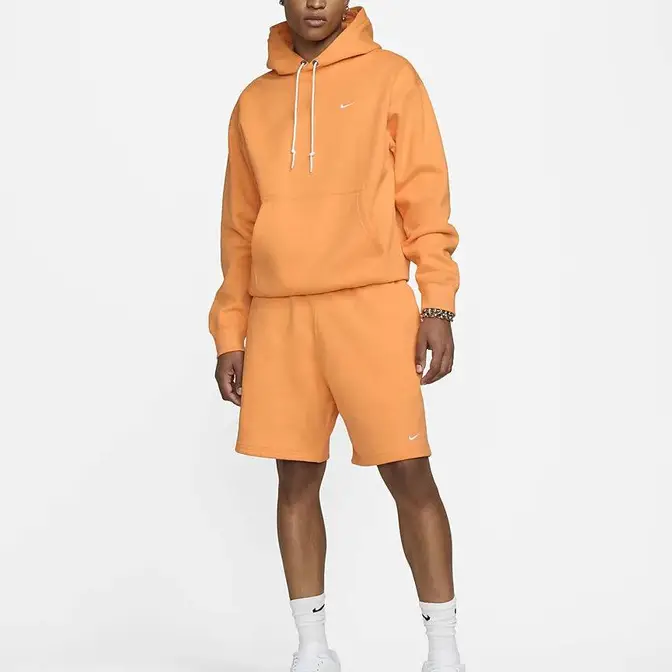 Nike Solo Swoosh Fleece Pullover Hoodie Vivid Orange Full Image