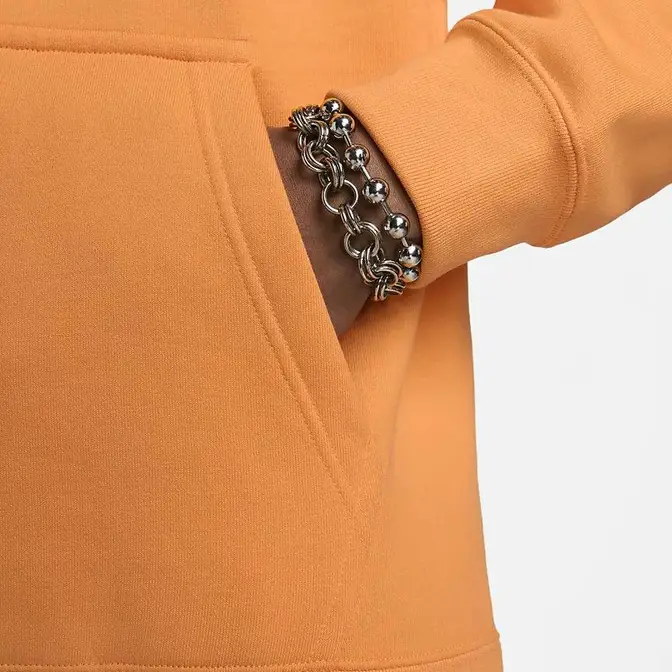 Nike Solo Swoosh Fleece Pullover Hoodie Vivid Orange Pocket