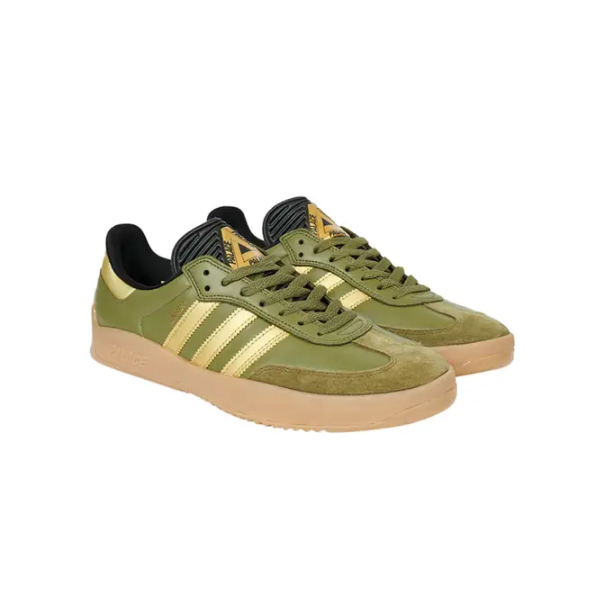 Palace x adidas Samba PUIG Olive Gold Metallic | HQ6100 | The Sole 