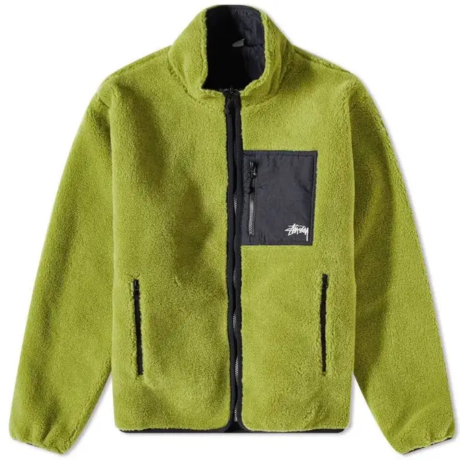 Stussy Sherpa Reversible Jacket Moss Green Feature