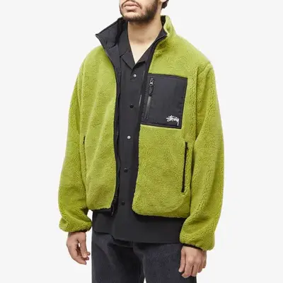 Stussy Sherpa Reversible Jacket Moss Green Front