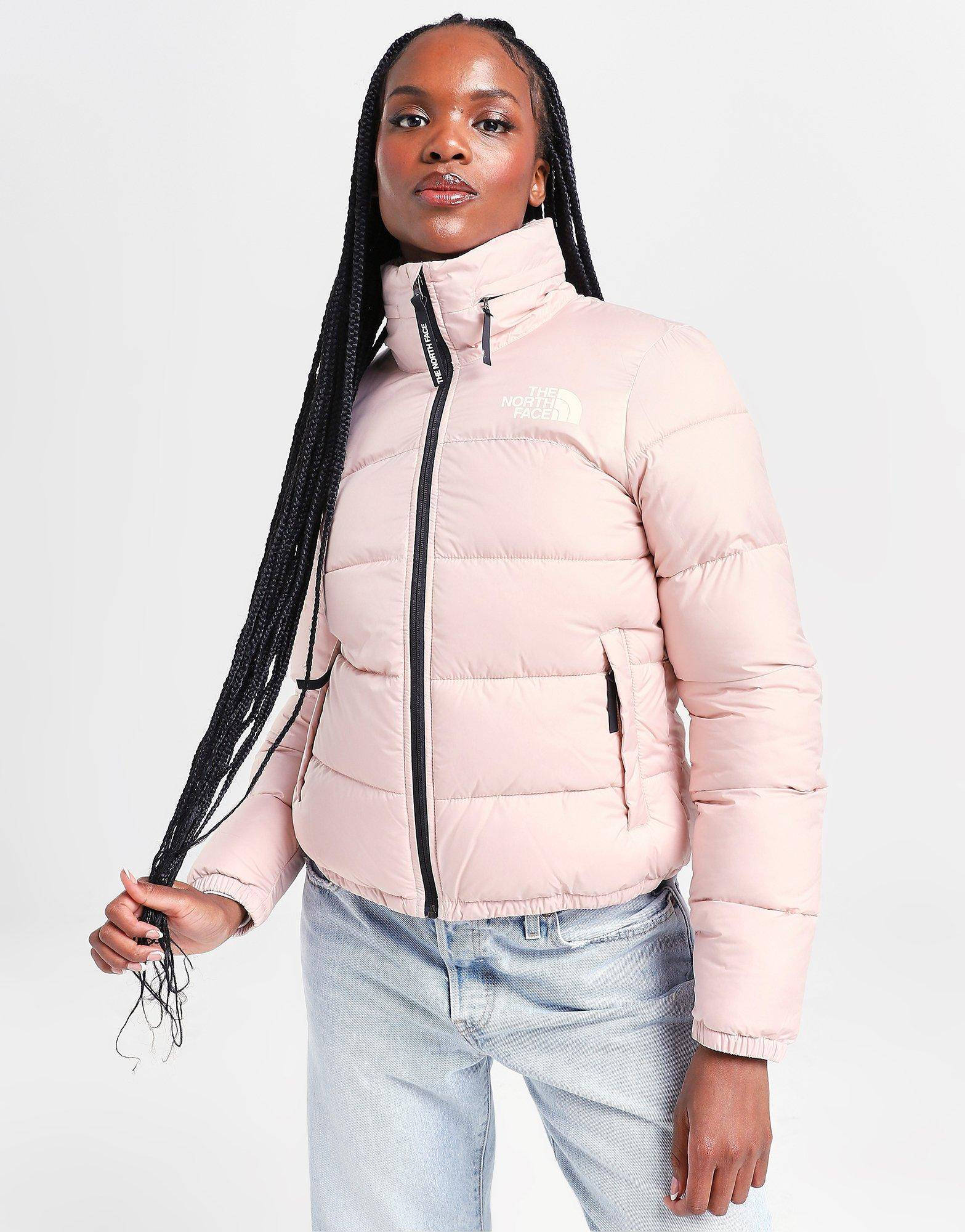 the north face logo padded jacket white