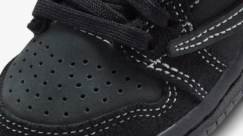 Travis Scott x Air Jordan 1 Low OG Toddler Triple Black DO5441-001 Detail