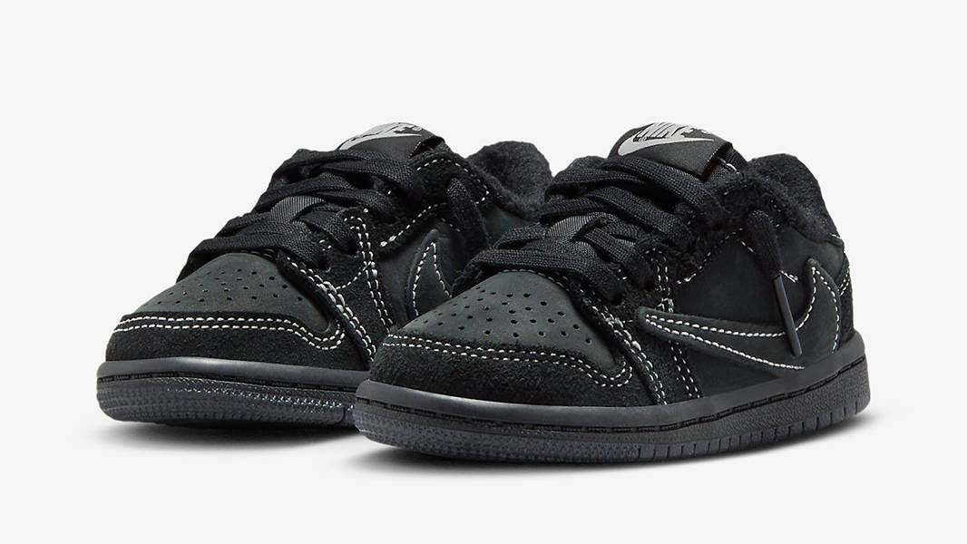 Travis Scott x Air Jordan 1 Low OG Toddler Triple Black DO5441-001 Side