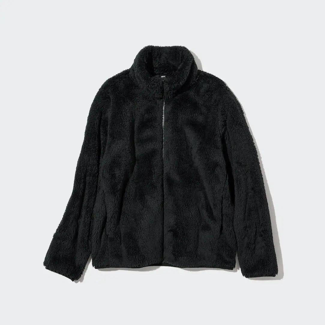 Uniqlo Fluffy Fleece Zipped Jacket Black Feature