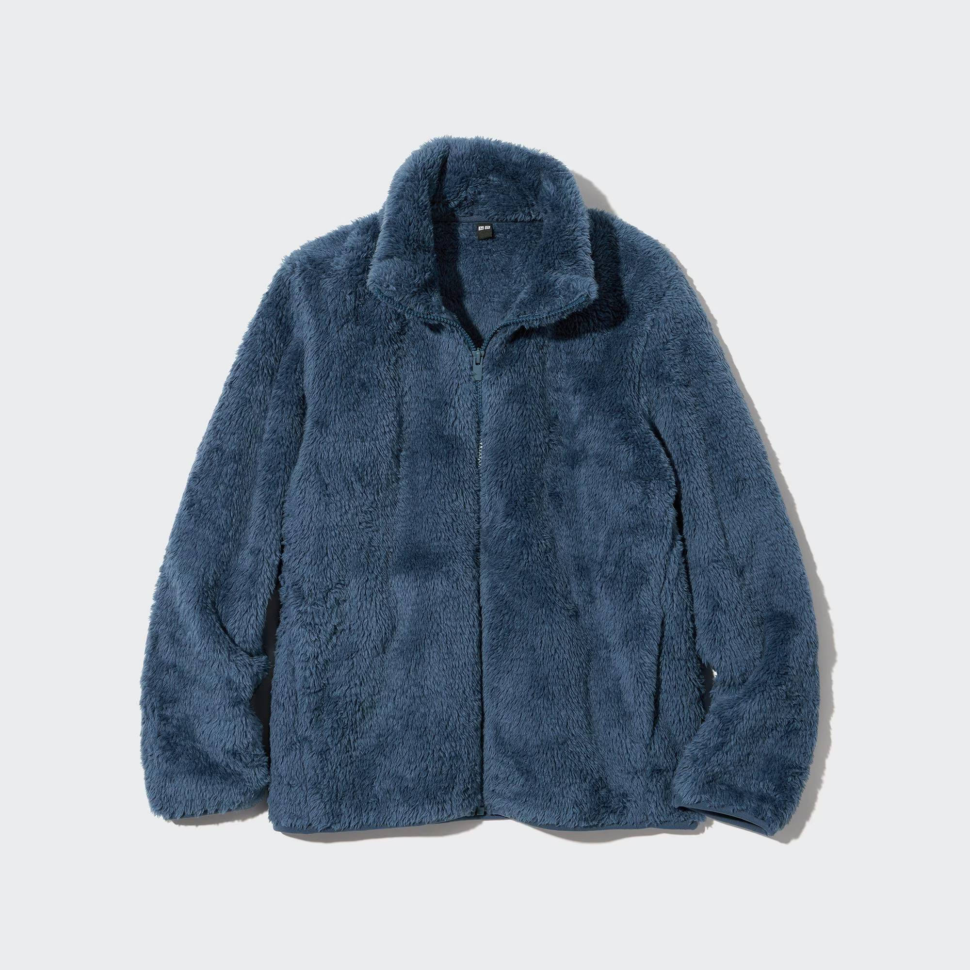 Uniqlo Fluffy Fleece Zipped Jacket Blue Feature