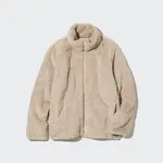 Uniqlo Fluffy Fleece Zipped Jacket Natural Mockup Front