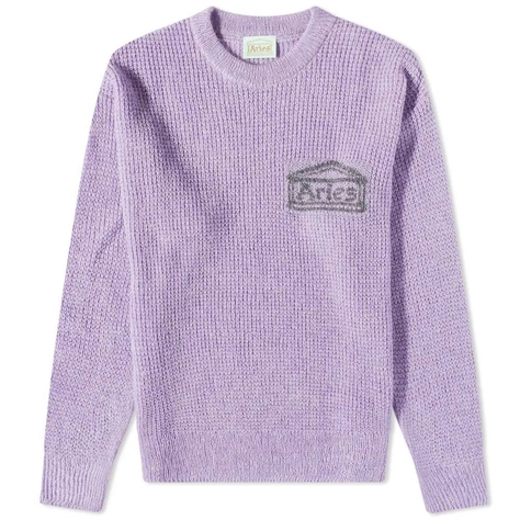 Aries Waffle Crew Knit Lilac Feature