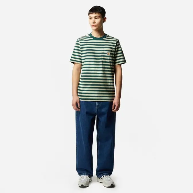 Carhartt WIP Scotty Striped Pocket T-Shirt Green full