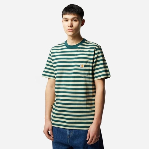 Carhartt WIP Scotty Striped Pocket T-Shirt Green