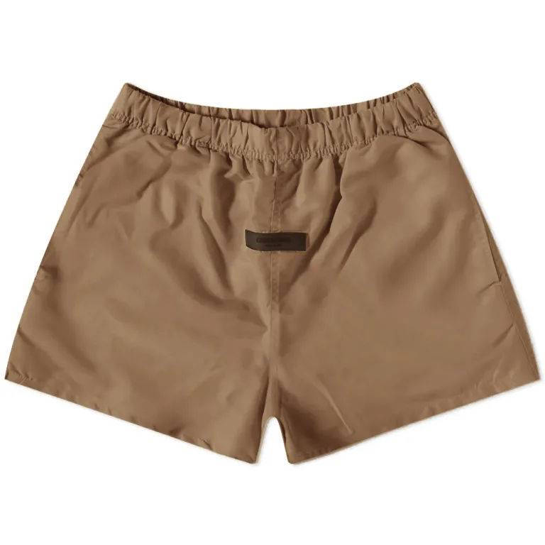 Fear of God Essentials Logo Dock Shorts Wood Feature