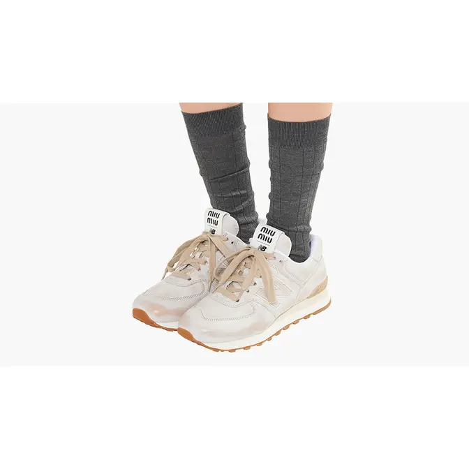 Miu Miu x New Balance 574 White Leather | Where To Buy | 5E946D  