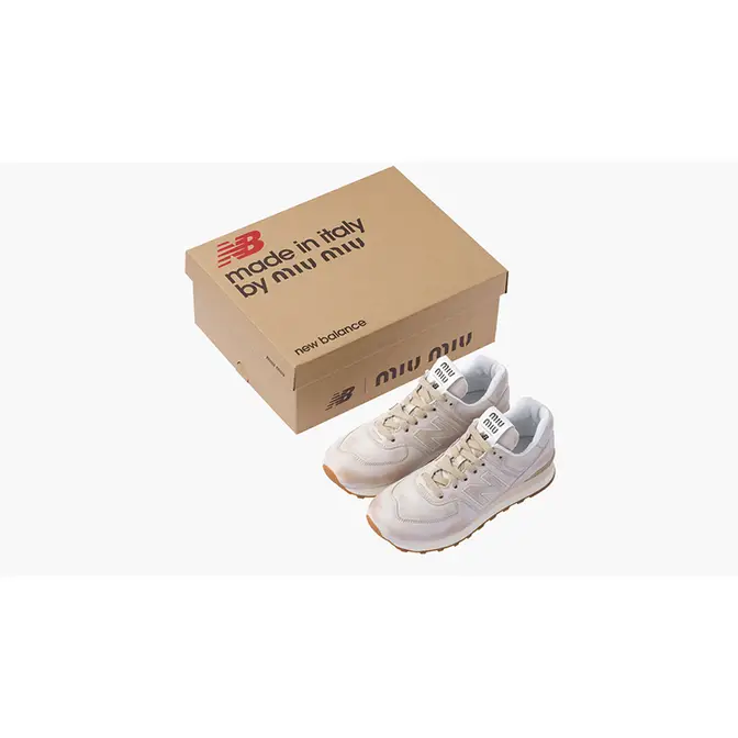 Miu Miu x New Balance 574 White Leather | Where To Buy | 5E946D 