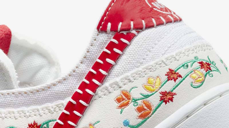 Nike SB Dunk Low Decon N7 University Red Closeup