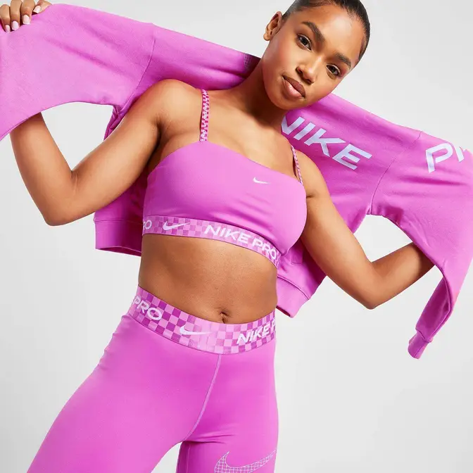 Nike PURPLE Training Graphic Bandeau Sports Bra Pink Feature