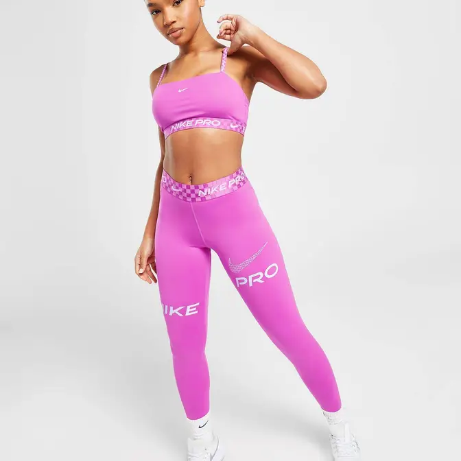 Nike PURPLE Training Graphic Bandeau Sports Bra Pink Full Image