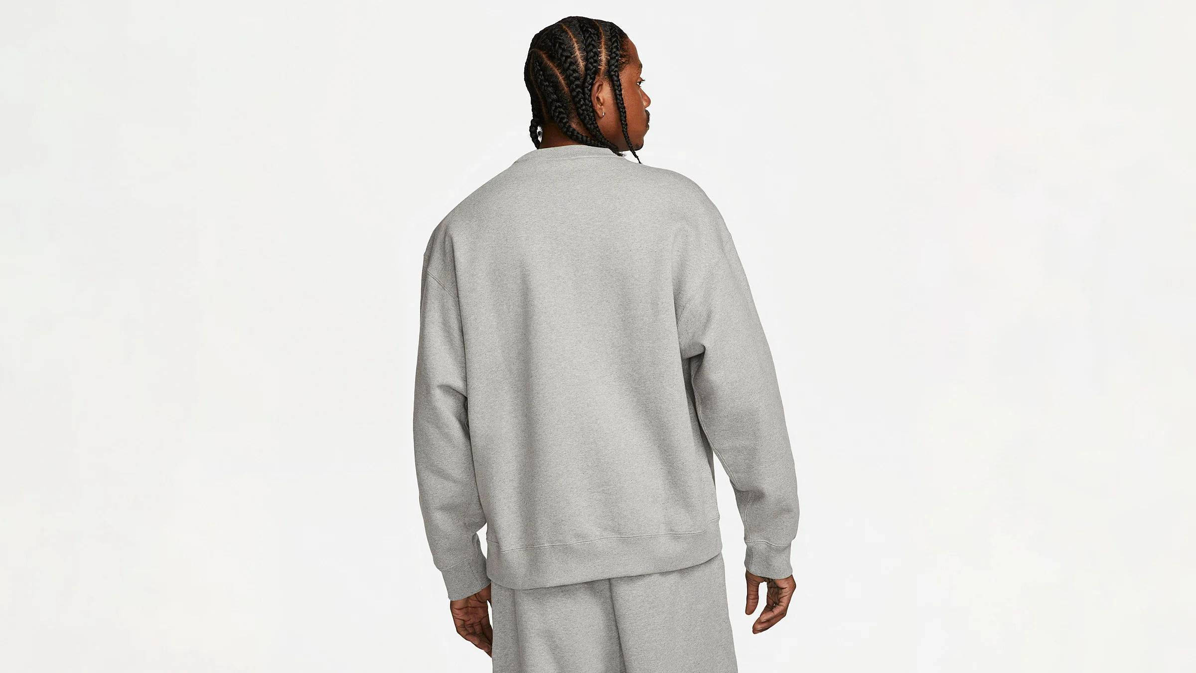 Nike x Stussy Washed Crew Sweat Dark Grey Heather Backside