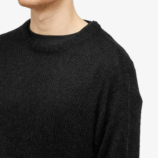Stussy S Loose Knit Sweater Black Front Closeup