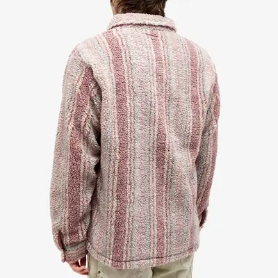 Stussy Stripe Sherpa Shirt Berry Backside