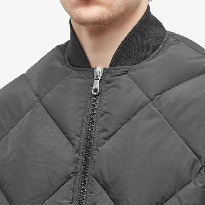 Cole Buxton CB Quilted Bomber Jacket Black Front Closeup