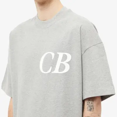 Cole Conhe Buxton Italic CB Tee Grey Marl Front Closeup Logo