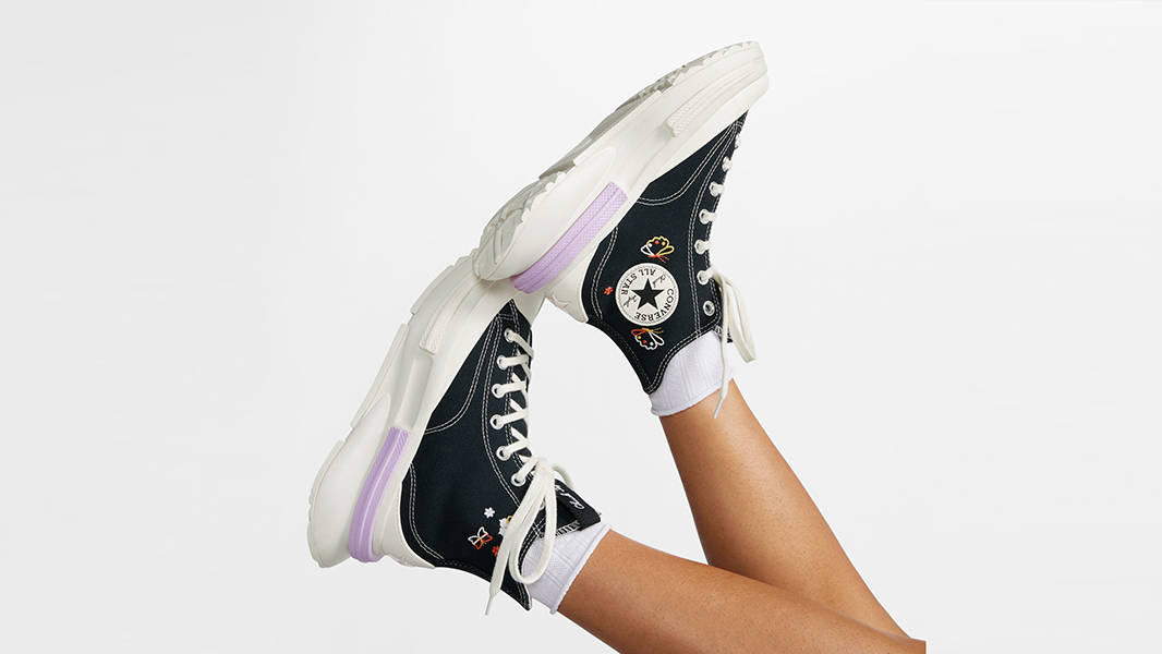Converse Run Star Legacy CX Platform Butterfly Wings High Black Lilac A05978C on feet