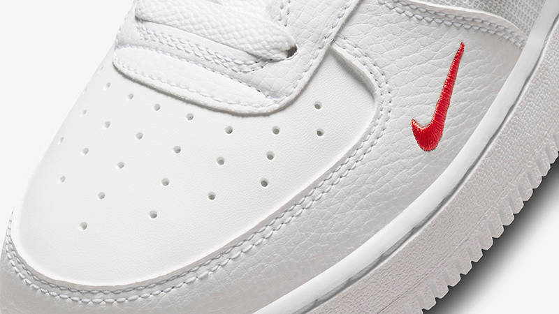 Nike Air Force 1 Low GS White Grey Crimson FD9772-100 Detail
