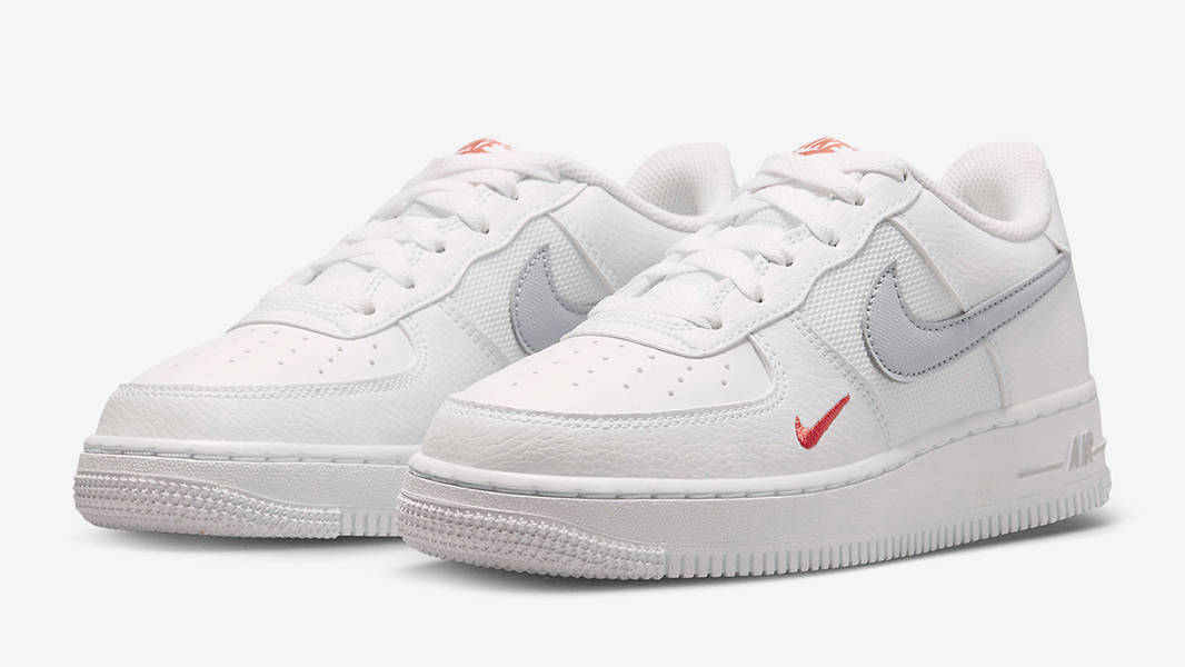 Nike Air Force 1 Low GS White Grey Crimson FD9772-100 Side