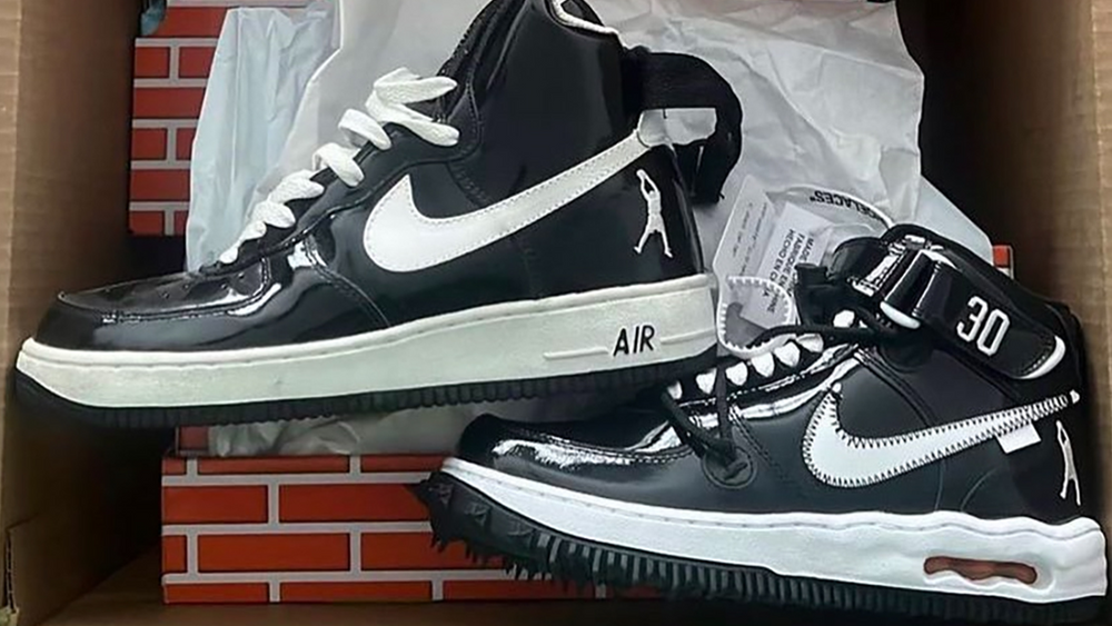 Image via A$AP Bari Off-White x Nike Air Force 1 Mid Sheed Black Patent