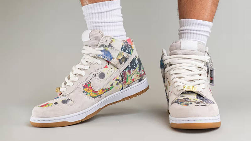 Supreme x Nike SB Dunk High Rammellzee Multi FD8779-100 on feet