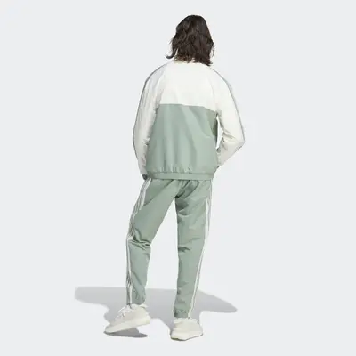 adidas 1-4 Zip Woven Tracksuit Silver Green Backside