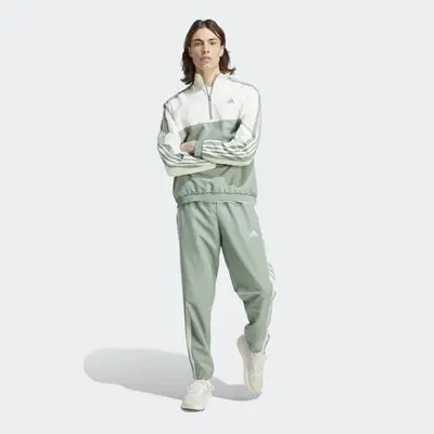 adidas 1-4 Zip Woven Tracksuit Silver Green Feature