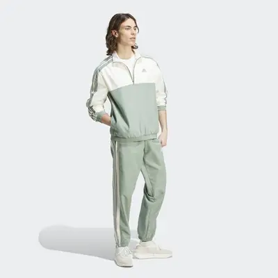 adidas 1-4 Zip Woven Tracksuit Silver Green Full Image