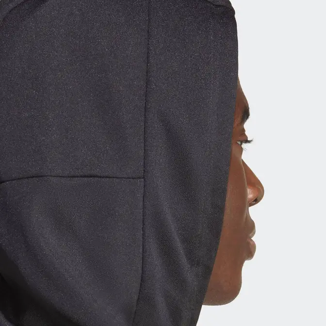 adidas 3-Stripes Tracksuit Black Hoodie Closeup