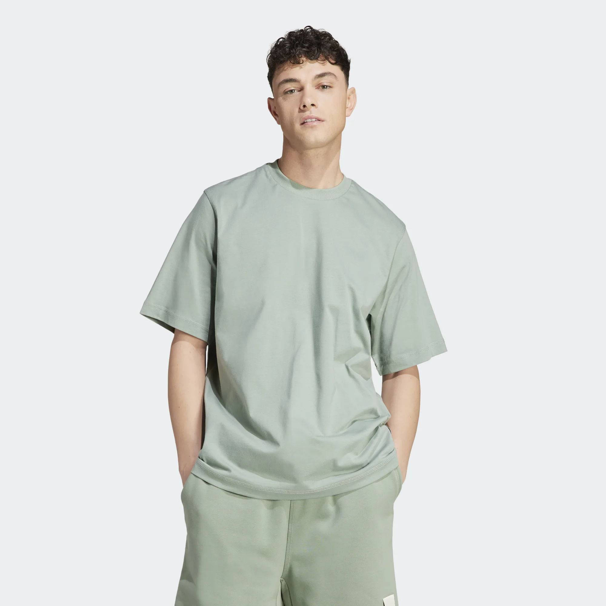 adidas Lounge T-shirt Silver Green Feature