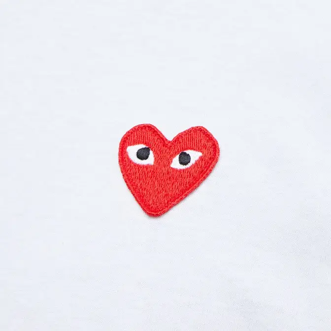 Comme des garcons white shirt red heart sale