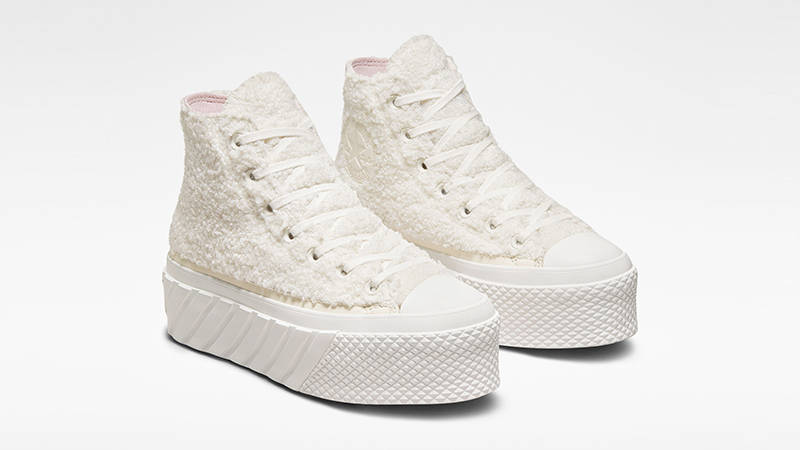 Converse Chuck Taylor Lift 2X Sherpa Platform High Vintage White A04260C Front