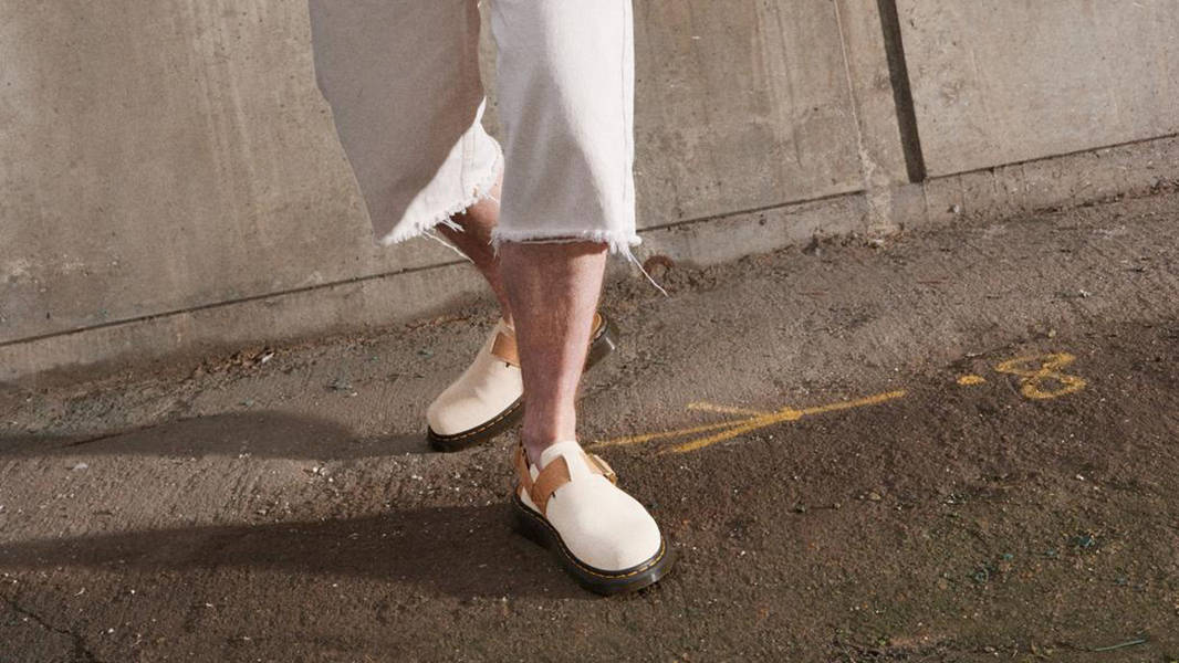 Dr. Martens Jorge 2 Slingback Mules Beige 30762297 on feet
