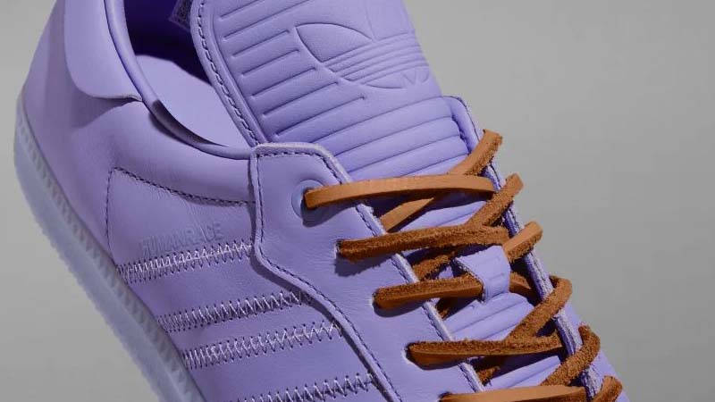 Pharrell x adidas Humanrace Samba Lilac Closeup