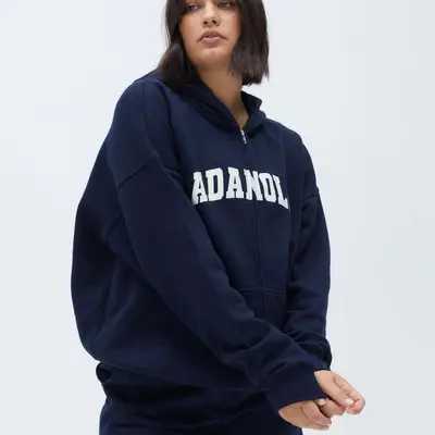 ADANOLA Varsity Oversized Full Zip Hoodie | Where To Buy ...